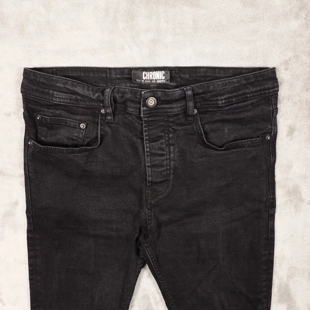 Chronic jeans skinny men's 33 black‎ denim button fly